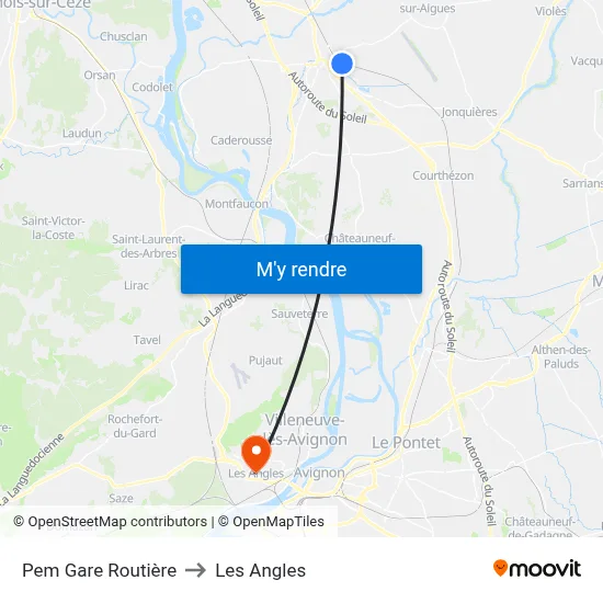 Pem Gare Routière to Les Angles map