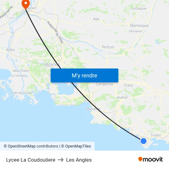 Lycee La Coudouliere to Les Angles map