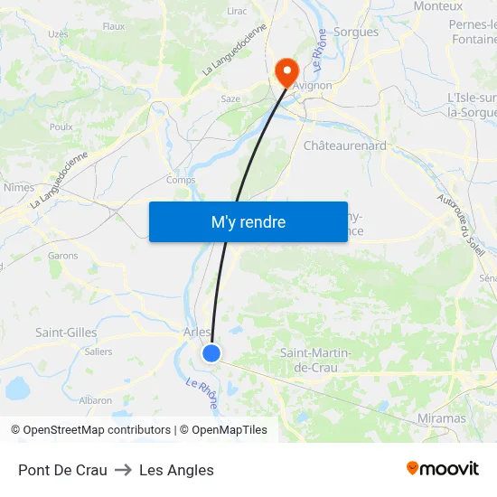 Pont De Crau to Les Angles map