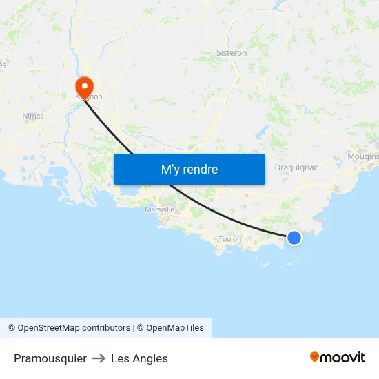 Pramousquier to Les Angles map