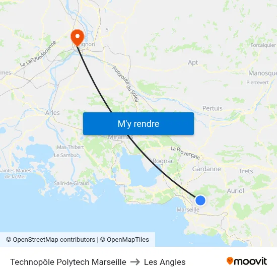 Technopôle Polytech Marseille to Les Angles map