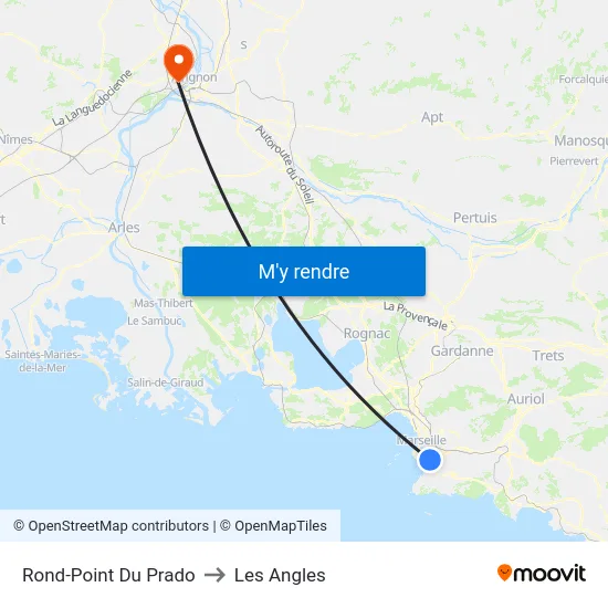 Rond-Point Du Prado to Les Angles map