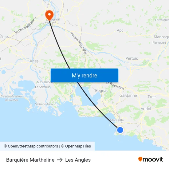 Barquière Martheline to Les Angles map