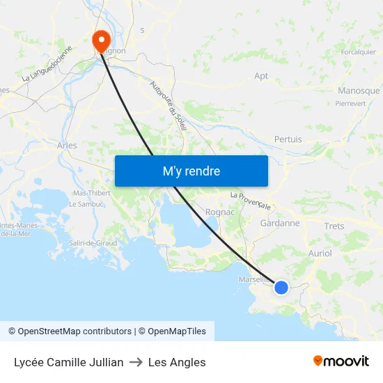 Lycée Camille Jullian to Les Angles map