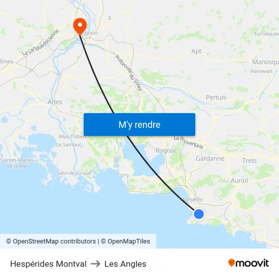 Hespérides Montval to Les Angles map