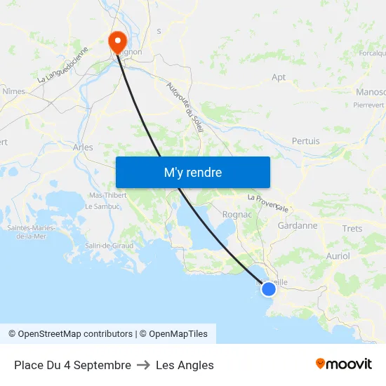 Place Du 4 Septembre to Les Angles map