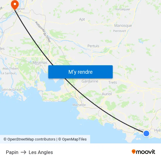 Papin to Les Angles map
