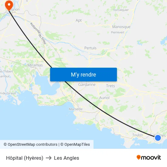 Hôpital (Hyères) to Les Angles map