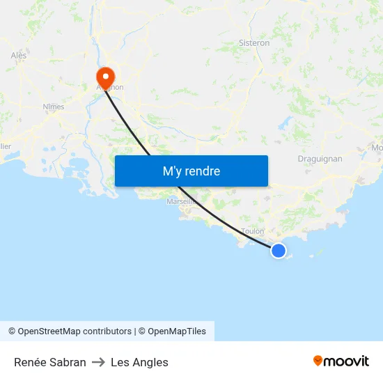 Renée Sabran to Les Angles map