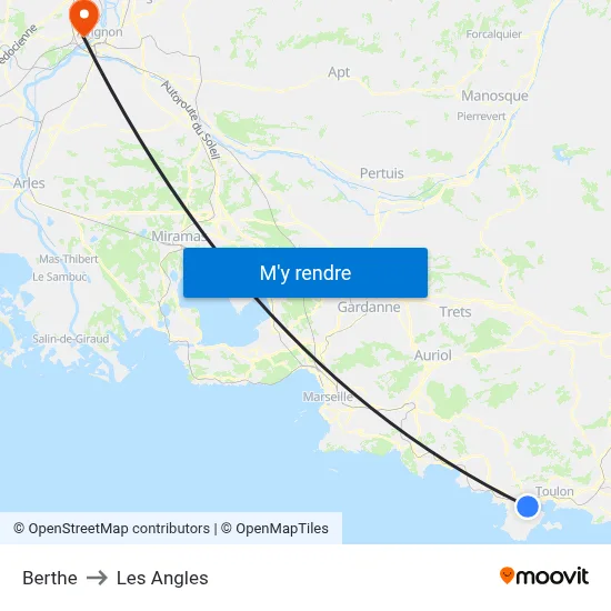 Berthe to Les Angles map