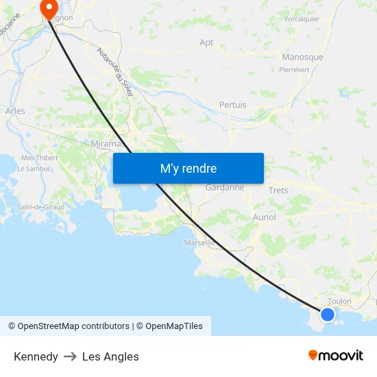 Kennedy to Les Angles map