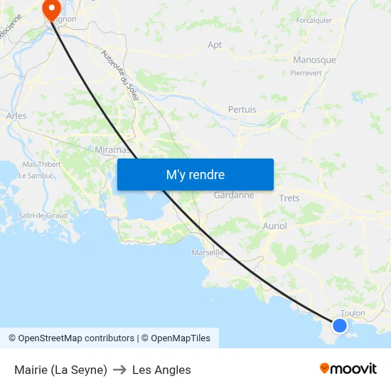 Mairie (La Seyne) to Les Angles map