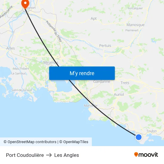 Port Coudoulière to Les Angles map