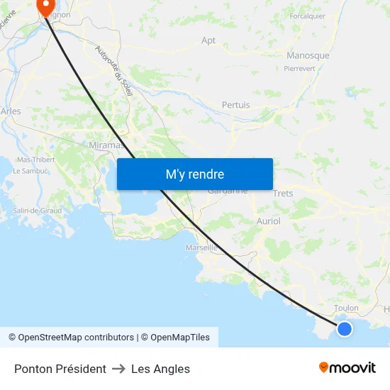 Ponton Président to Les Angles map