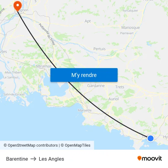 Barentine to Les Angles map