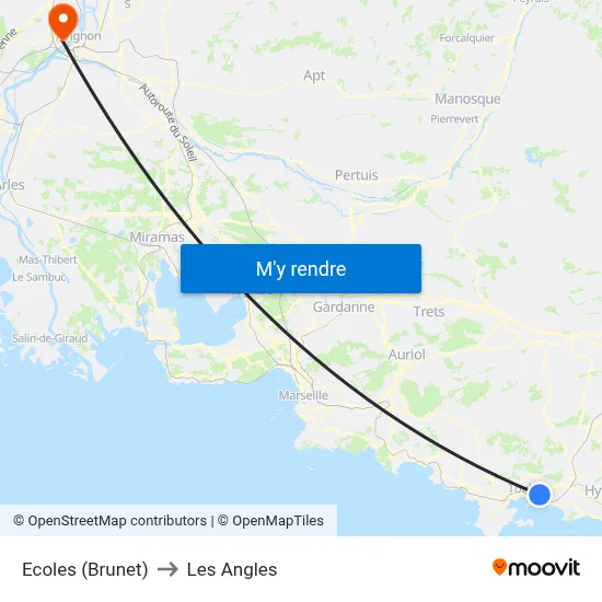 Ecoles (Brunet) to Les Angles map