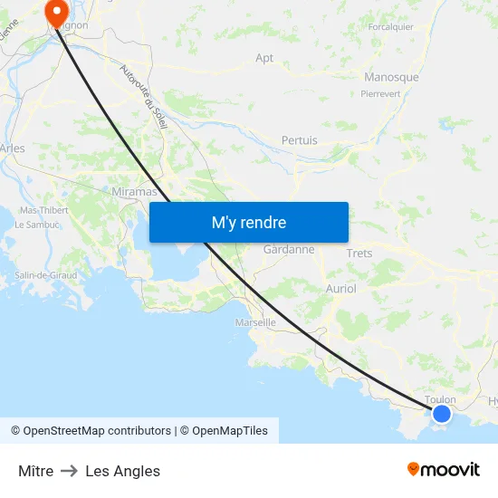 Mître to Les Angles map