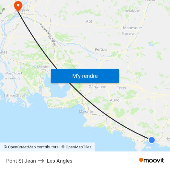 Pont St Jean to Les Angles map