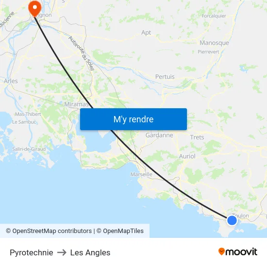 Pyrotechnie to Les Angles map