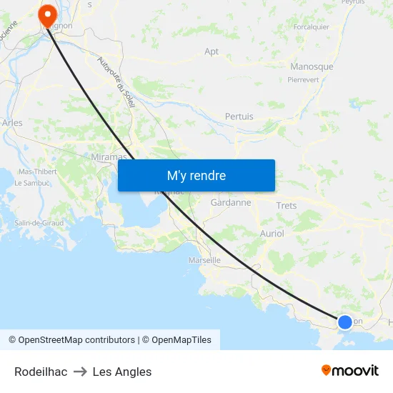 Rodeilhac to Les Angles map