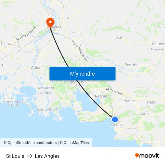 St Louis to Les Angles map