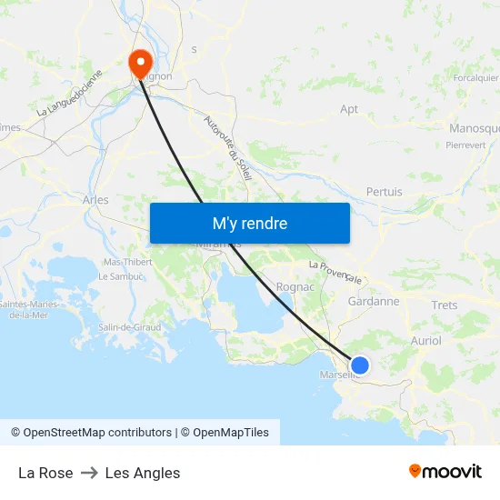 La Rose to Les Angles map