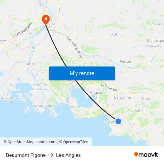 Beaumont Figone to Les Angles map