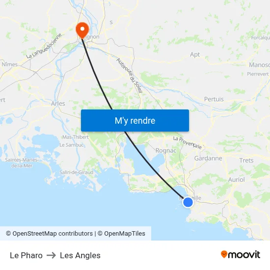 Le Pharo to Les Angles map