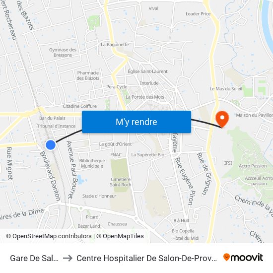 Gare De Salon to Centre Hospitalier De Salon-De-Provence map