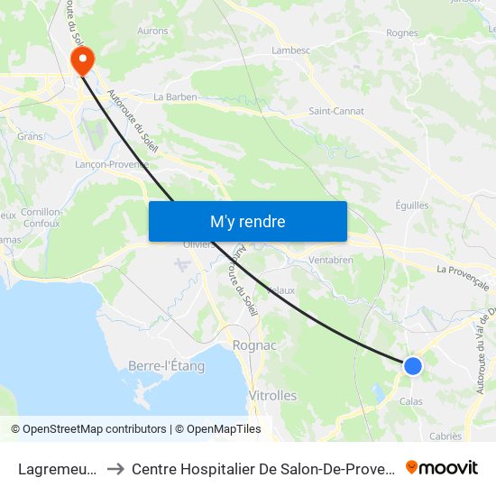Lagremeuse to Centre Hospitalier De Salon-De-Provence map