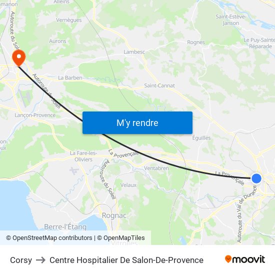 Corsy to Centre Hospitalier De Salon-De-Provence map
