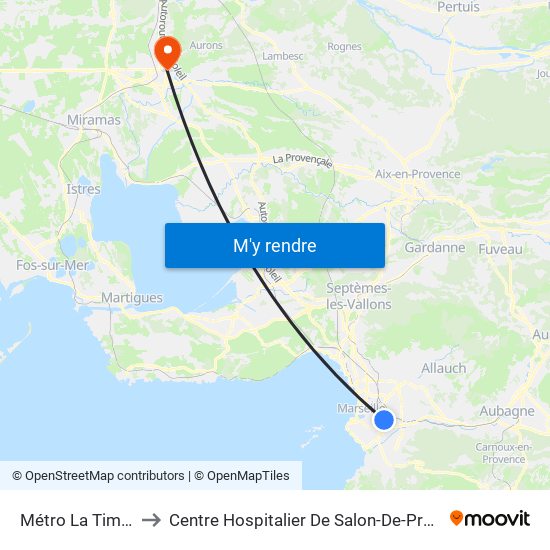 Métro La Timone to Centre Hospitalier De Salon-De-Provence map