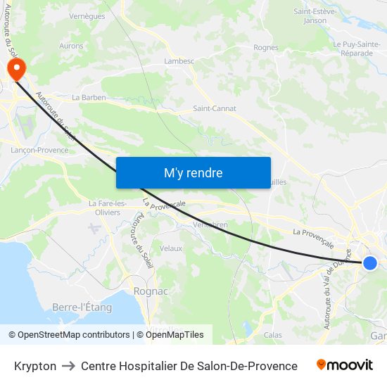Krypton to Centre Hospitalier De Salon-De-Provence map