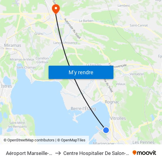 Aéroport Marseille-Provence to Centre Hospitalier De Salon-De-Provence map
