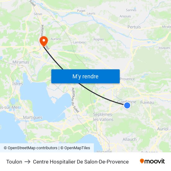 Toulon to Centre Hospitalier De Salon-De-Provence map