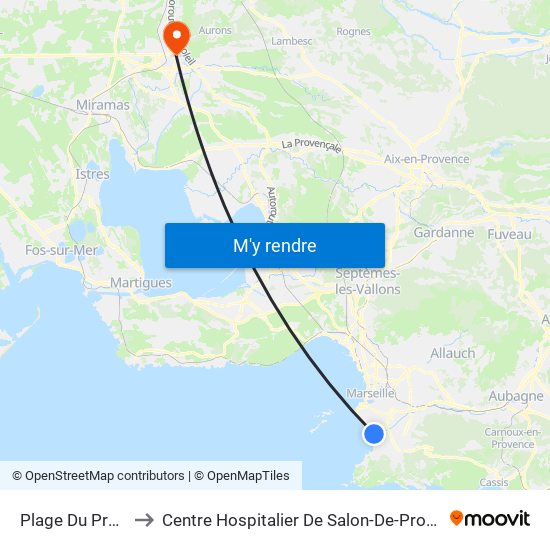 Plage Du Prado to Centre Hospitalier De Salon-De-Provence map