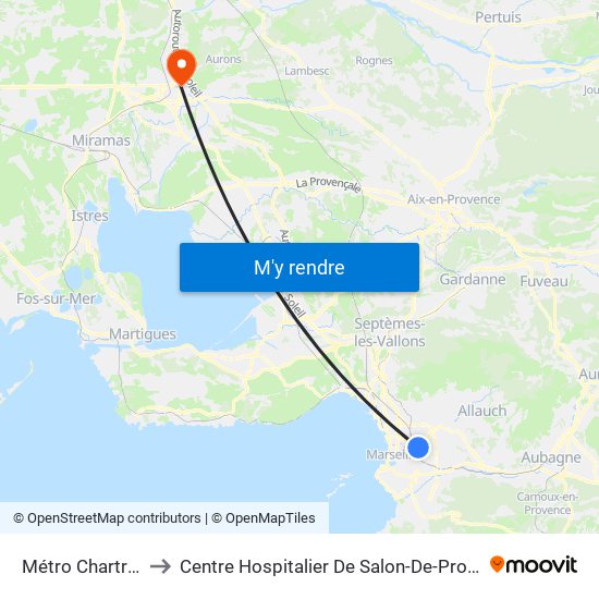 Métro Chartreux to Centre Hospitalier De Salon-De-Provence map