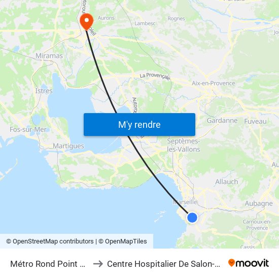 Métro Rond Point Du Prado to Centre Hospitalier De Salon-De-Provence map