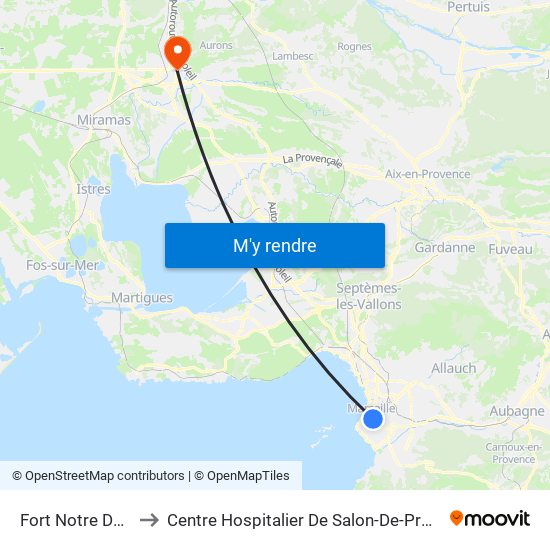 Fort Notre Dame to Centre Hospitalier De Salon-De-Provence map