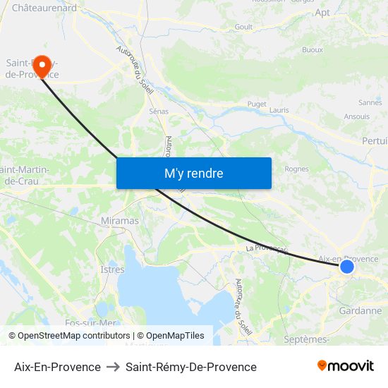 Aix-En-Provence to Saint-Rémy-De-Provence map