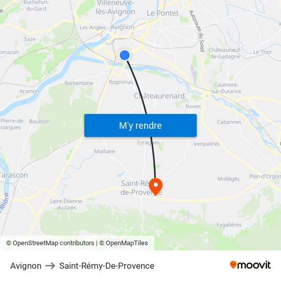 Avignon to Saint-Rémy-De-Provence map