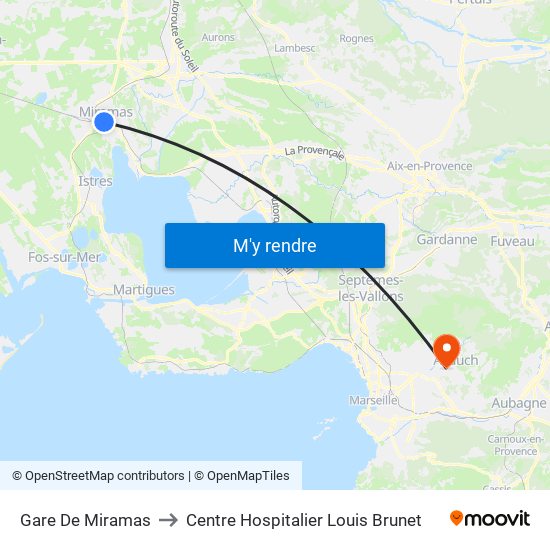 Gare De Miramas to Centre Hospitalier Louis Brunet map