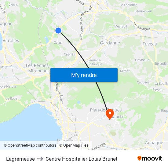Lagremeuse to Centre Hospitalier Louis Brunet map