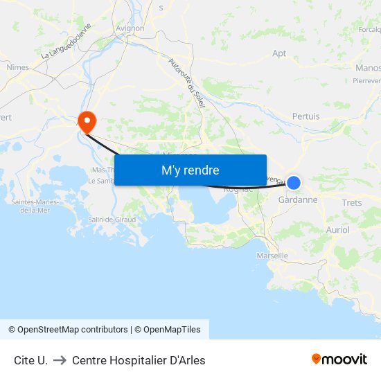 Cite  U. to Centre Hospitalier D'Arles map