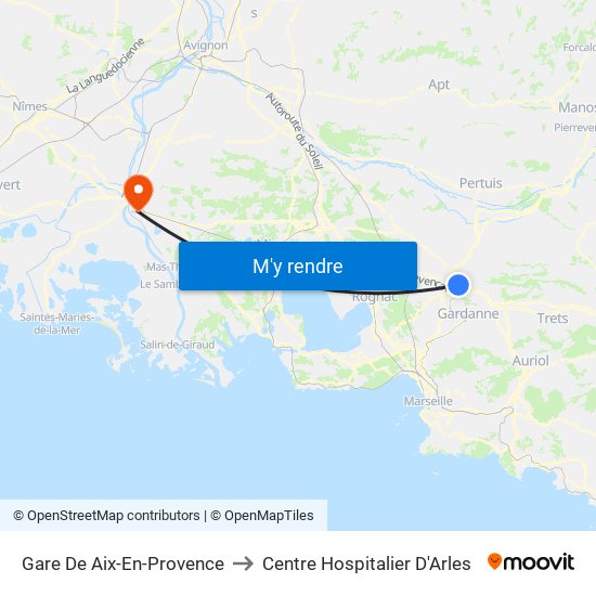 Gare De Aix-En-Provence to Centre Hospitalier D'Arles map