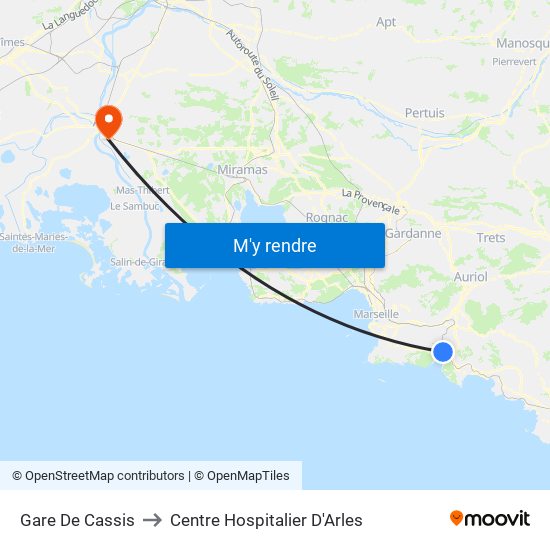 Gare De Cassis to Centre Hospitalier D'Arles map