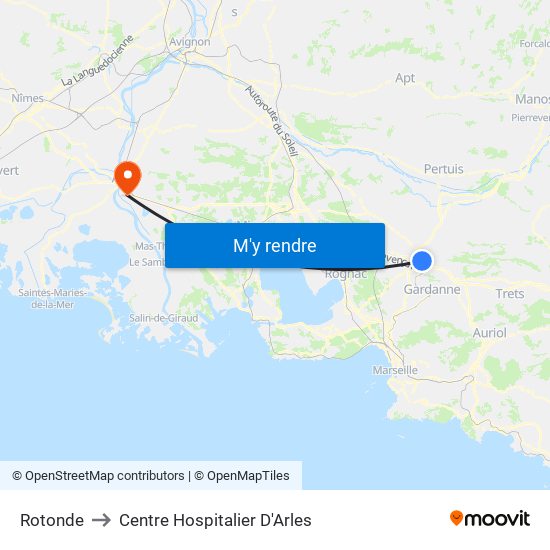 Rotonde to Centre Hospitalier D'Arles map