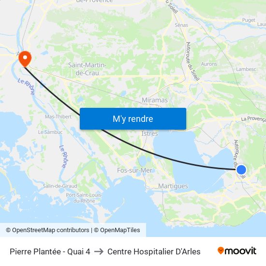 Pierre Plantée - Quai 4 to Centre Hospitalier D'Arles map