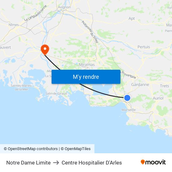 Notre Dame Limite to Centre Hospitalier D'Arles map