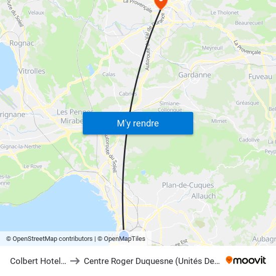 Colbert Hotel De Region to Centre Roger Duquesne (Unités De Soins De Longue Durée) map